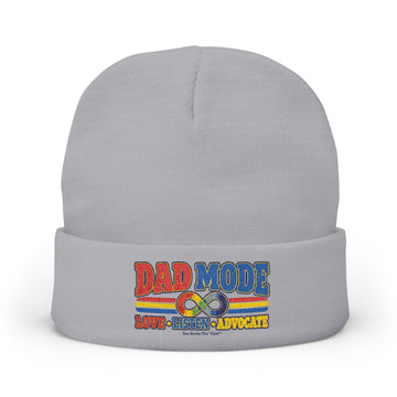 Autism Dad Mode Knit Beanie Embroidered Vintage Retro Stripes