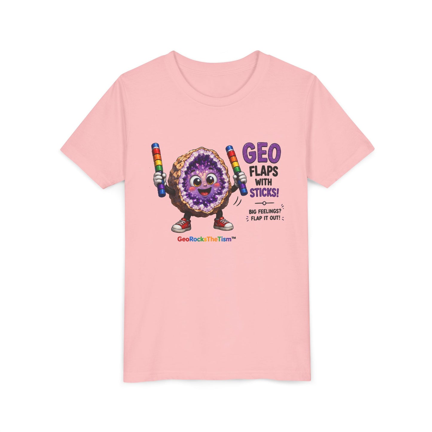 “GEO Flaps with Sticks!” Stimming Geode -Autism Self Sensory Regulation Youth Tee
