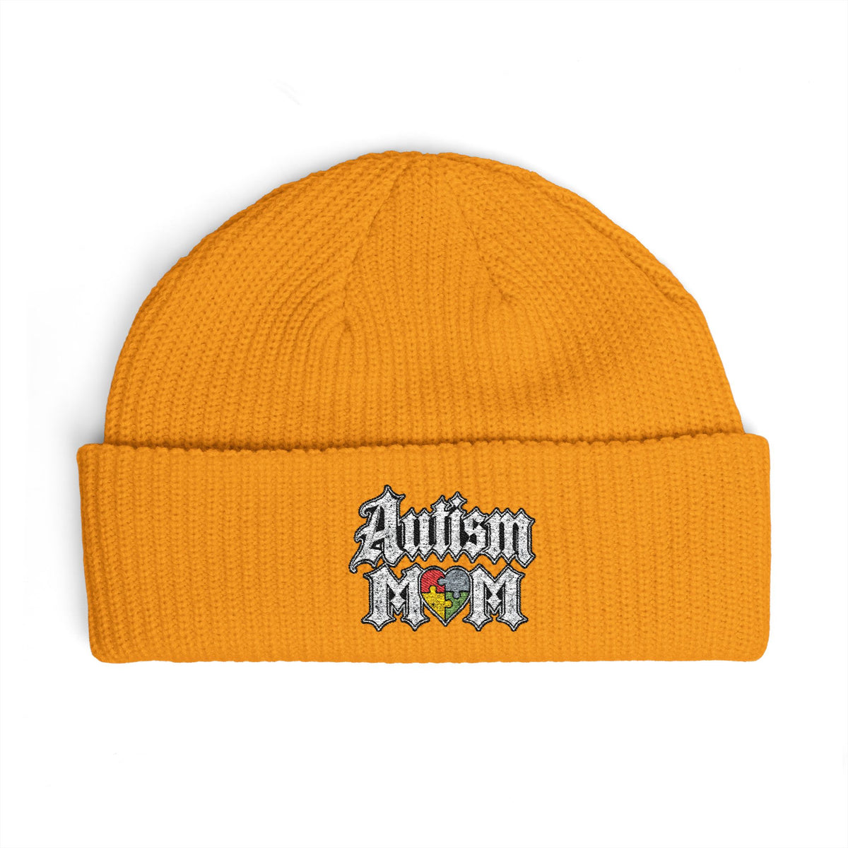 Autism Proud Mom Cuff Beanie - Embroidered Awareness Knit Hat