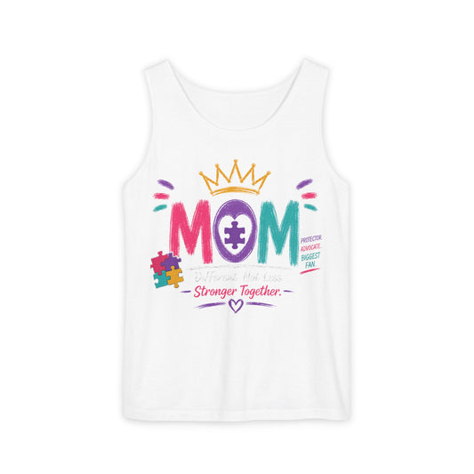 Autism Awareness Mom Tank Top — "Stronger Together" Puzzle Heart Design