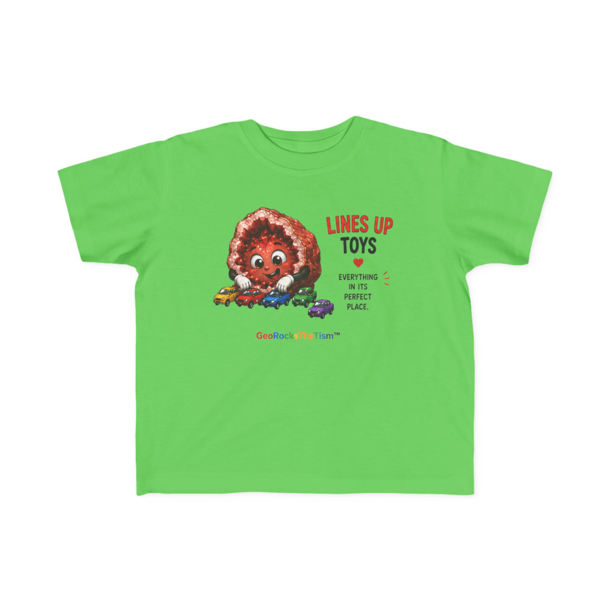 "Lines Up Toys" Stimming Geode Autism Self Sensory Regulation Toddler Tee - Geo Rocks The 'Tism