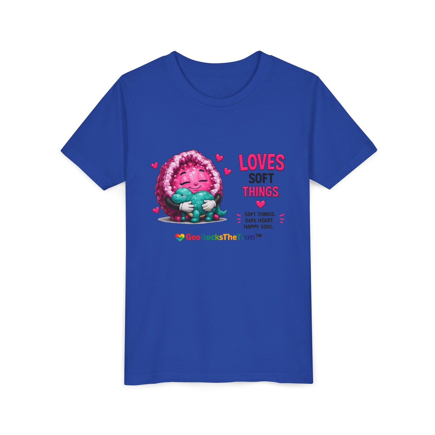 “Loves Soft Things” Stimming Geode -Autism Self Sensory Regulation Youth Tee