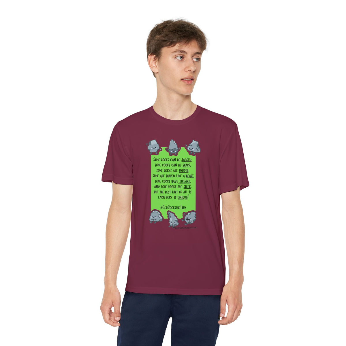 "Each Rock Is Unique" Youth Tee - Geo Rocks The 'Tism