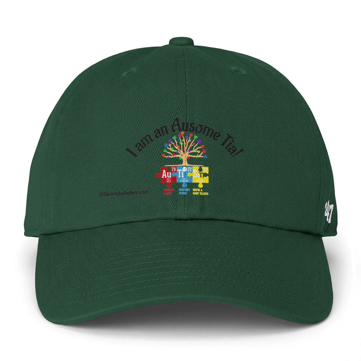 Autism Awareness Cap — "I am an Awesome Tia!" Embroidered Puzzle Tree Hat
