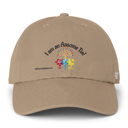 Autism Awareness Cap — "I am an Awesome Tia!" Embroidered Puzzle Tree Hat