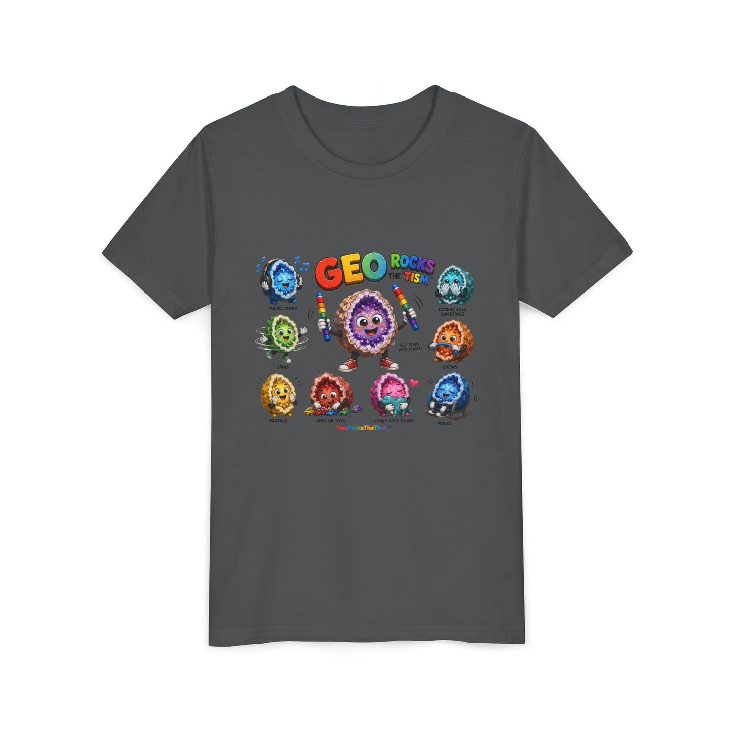 Stimming Colorful Geodes Education- Youth Tee