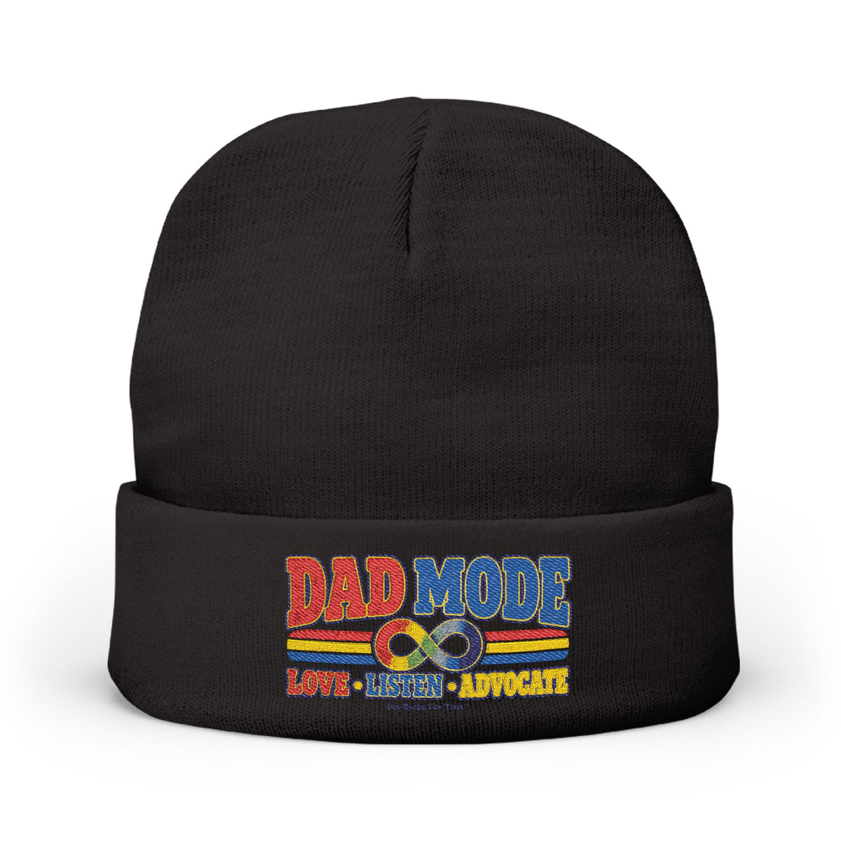 Autism Dad Mode Knit Beanie Embroidered Vintage Retro Stripes