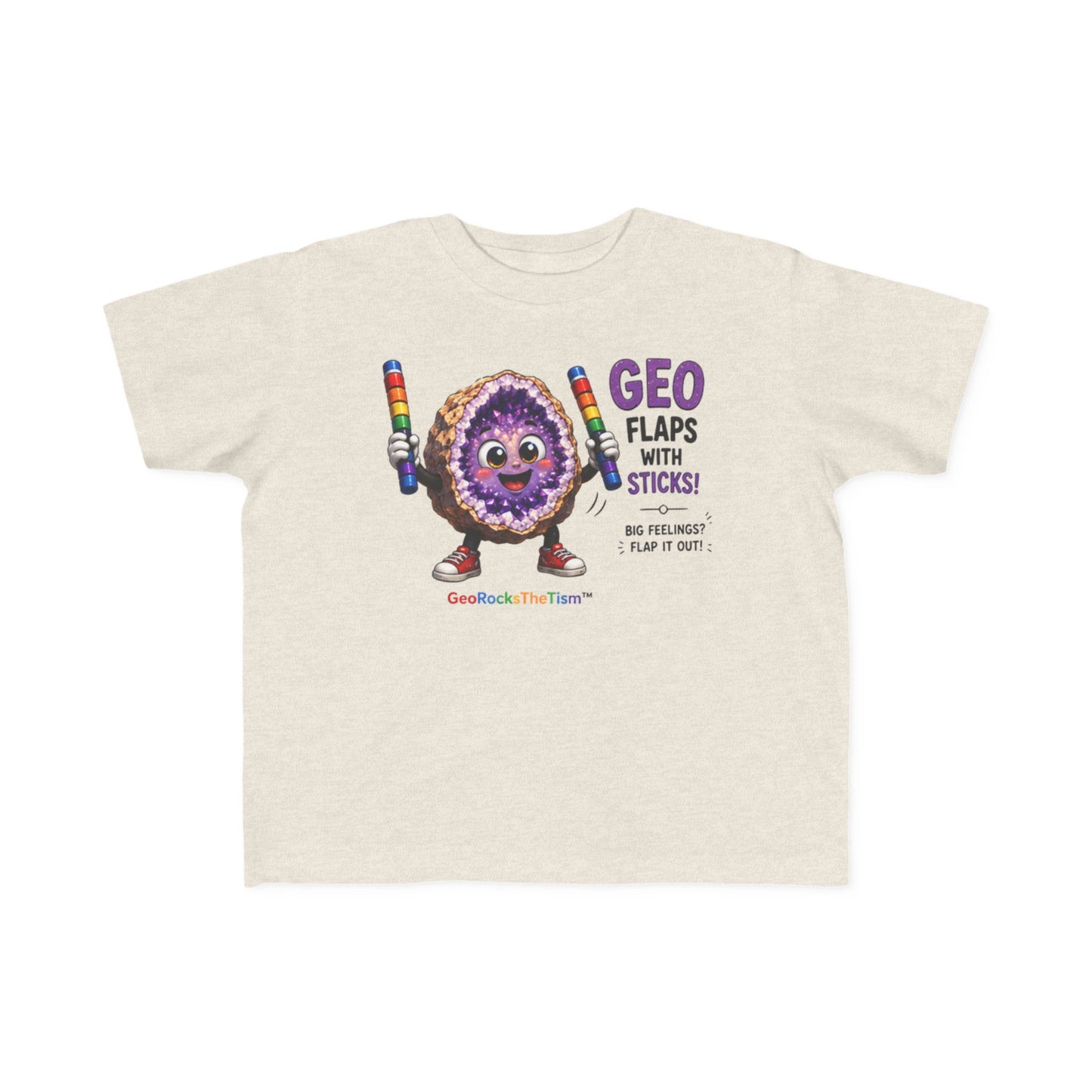 "Geo Flaps with Sticks" Stimming Geode Autism Self Sensory Regulation Toddler Tee