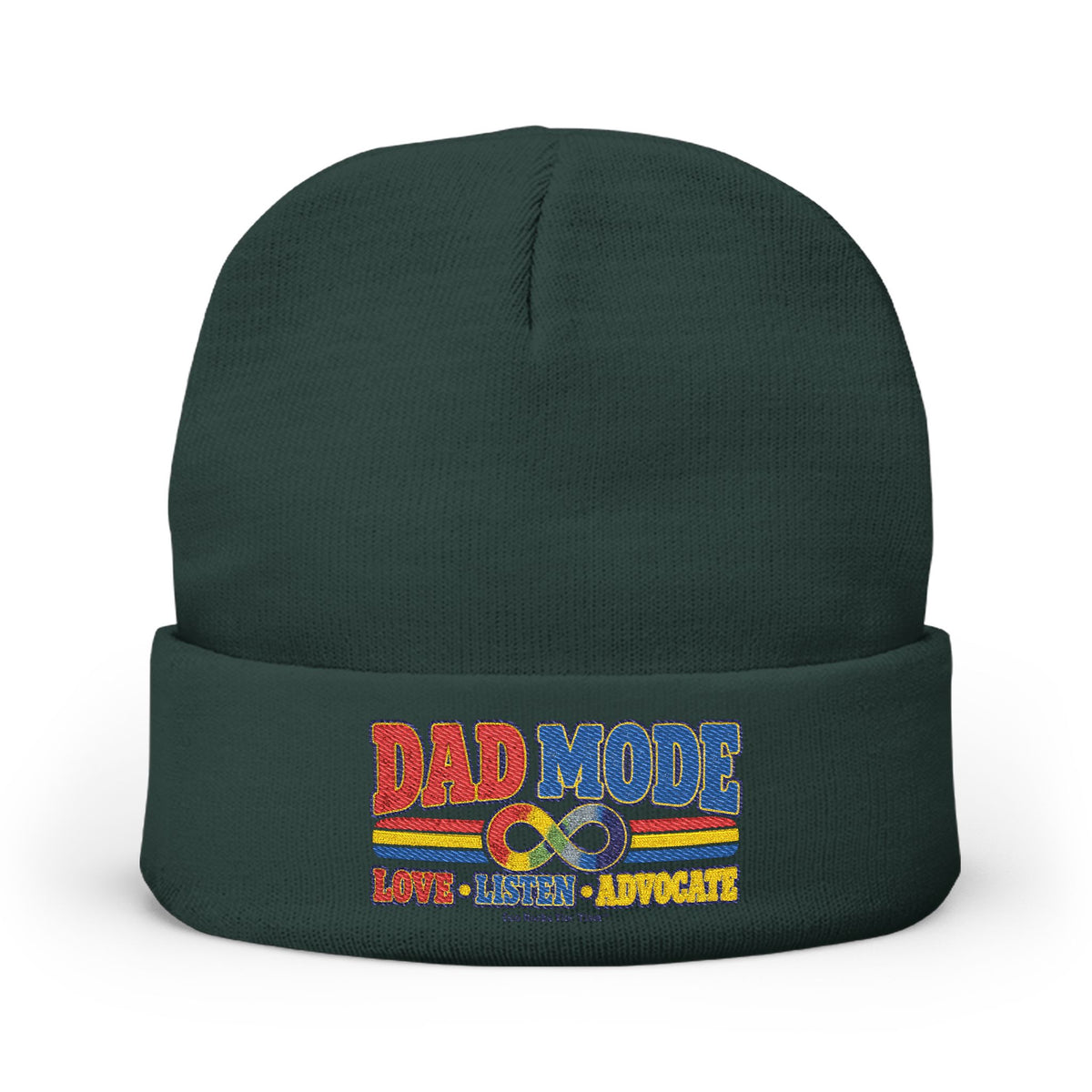 Autism Dad Mode Knit Beanie Embroidered Vintage Retro Stripes