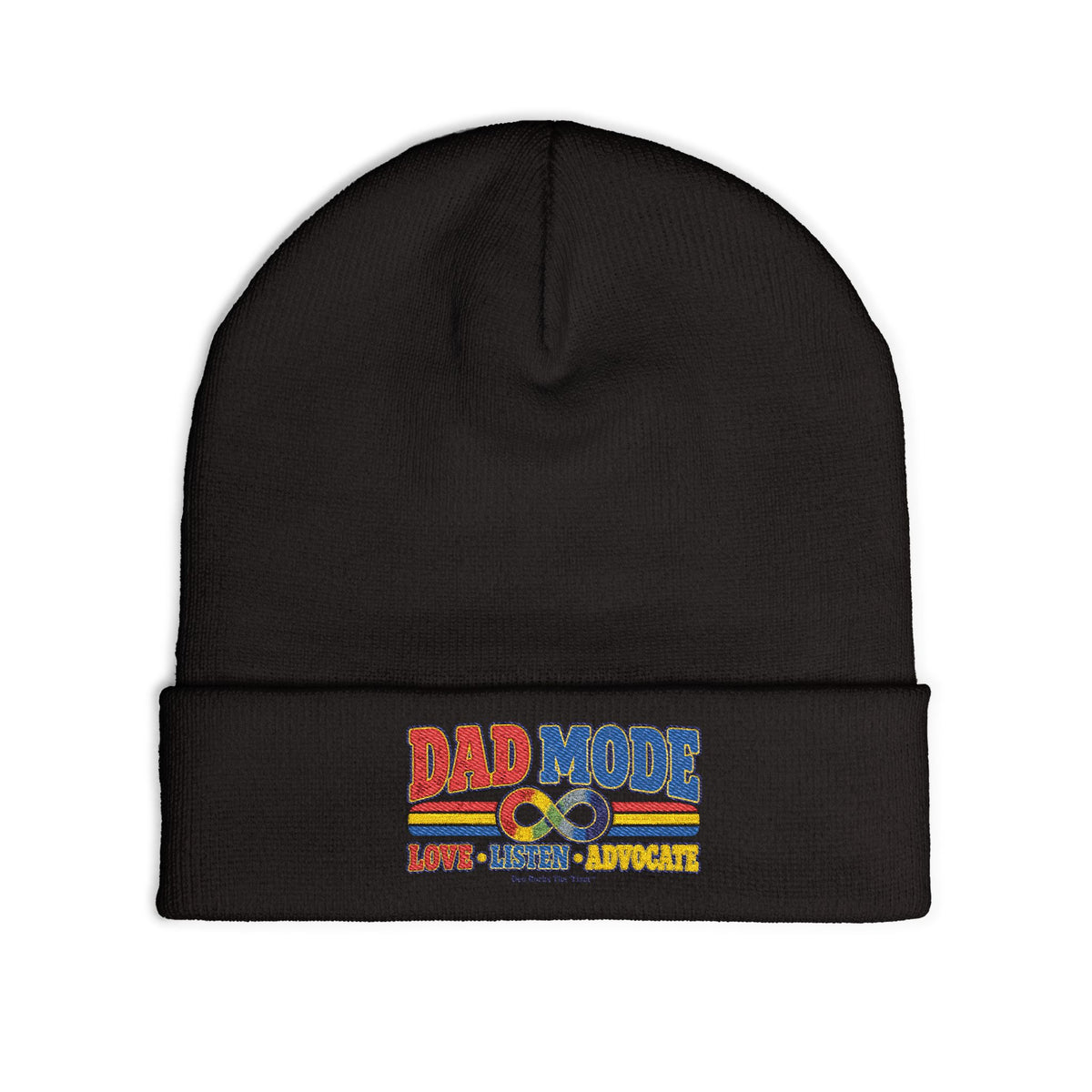 Autism Dad Mode Knit Beanie Embroidered Vintage Retro Stripes