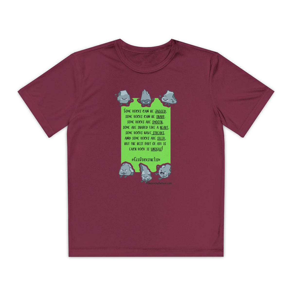 "Each Rock Is Unique" Youth Tee - Geo Rocks The 'Tism