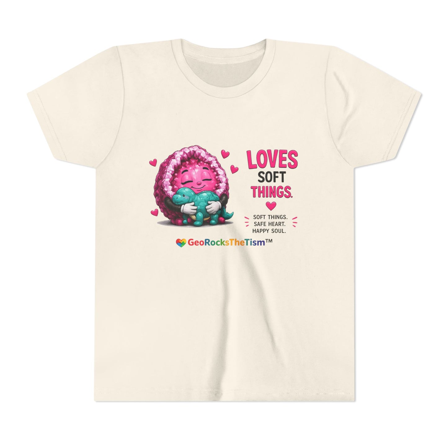 “Loves Soft Things” Stimming Geode -Autism Self Sensory Regulation Youth Tee