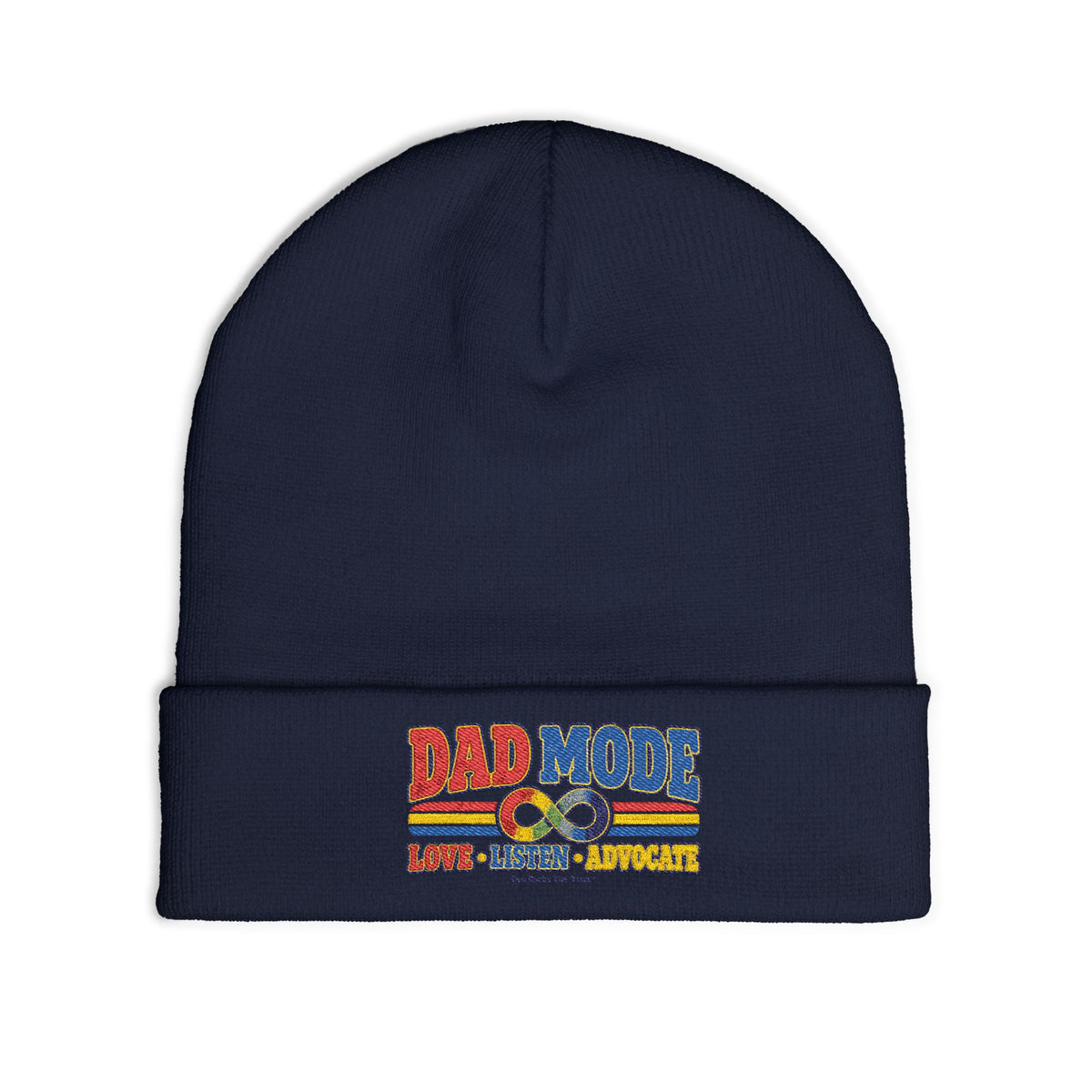 Autism Dad Mode Knit Beanie Embroidered Vintage Retro Stripes