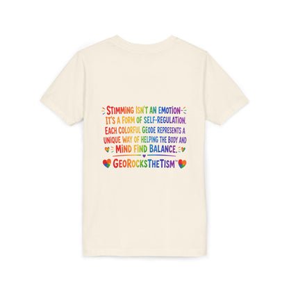 “Loves Soft Things” Stimming Geode -Autism Self Sensory Regulation Youth Tee