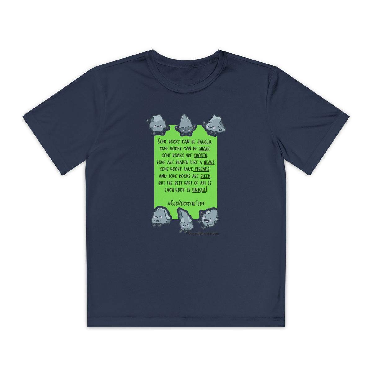 "Each Rock Is Unique" Youth Tee - Geo Rocks The 'Tism
