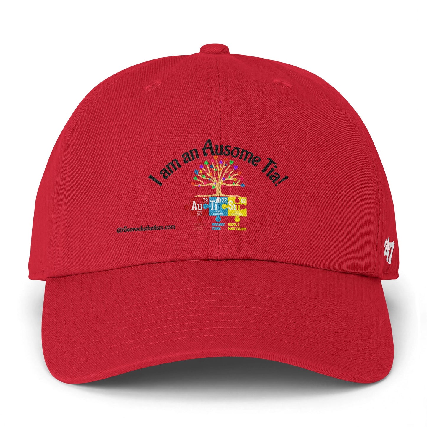 Autism Awareness Cap — "I am an Awesome Tia!" Embroidered Puzzle Tree Hat