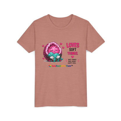 “Loves Soft Things” Stimming Geode -Autism Self Sensory Regulation Youth Tee