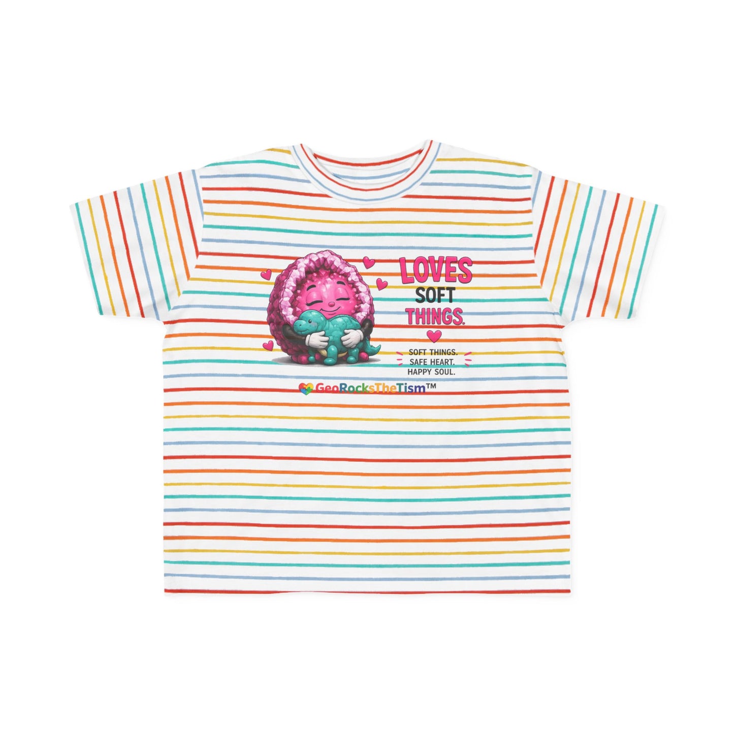 “Loves Soft Things” Stimming Geode Autism Self Sensory Regulation Toddler Tee