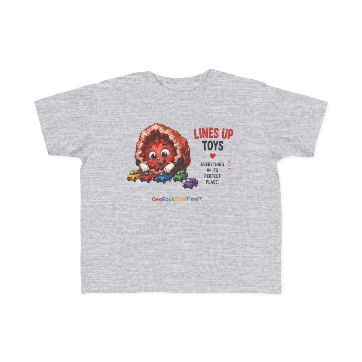 "Lines Up Toys" Stimming Geode Autism Self Sensory Regulation Toddler Tee - Geo Rocks The 'Tism