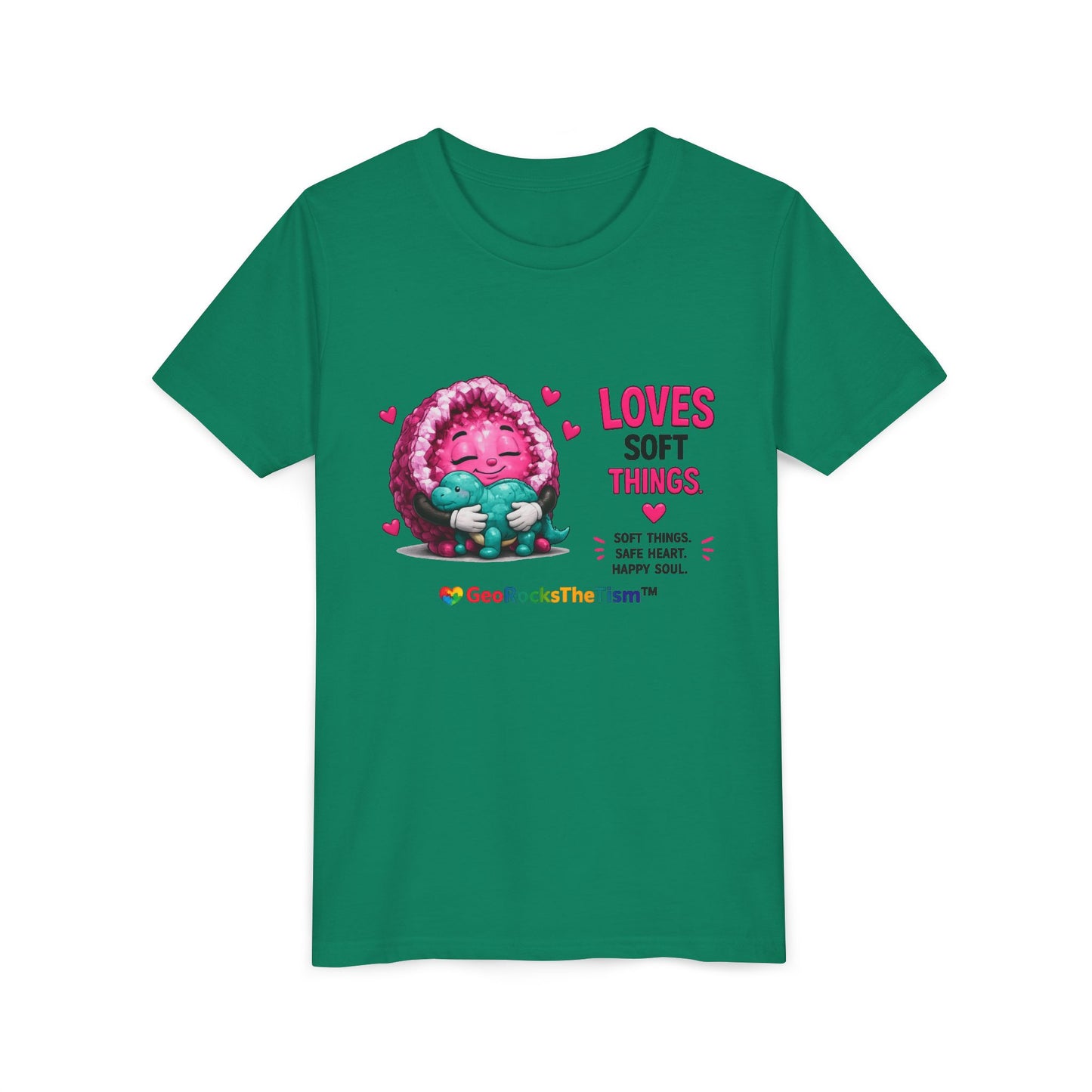 “Loves Soft Things” Stimming Geode -Autism Self Sensory Regulation Youth Tee