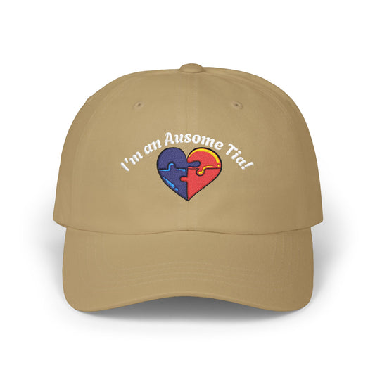 Autism Puzzle Heart Dad Cap — "I’m an Awesome Tr!" Embroidered Baseball Hat