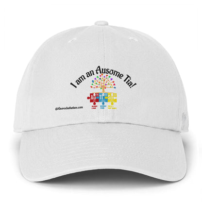 Autism Awareness Cap — "I am an Awesome Tia!" Embroidered Puzzle Tree Hat