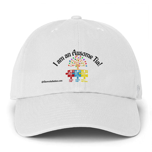 Autism Awareness Cap — "I am an Awesome Tia!" Embroidered Puzzle Tree Hat