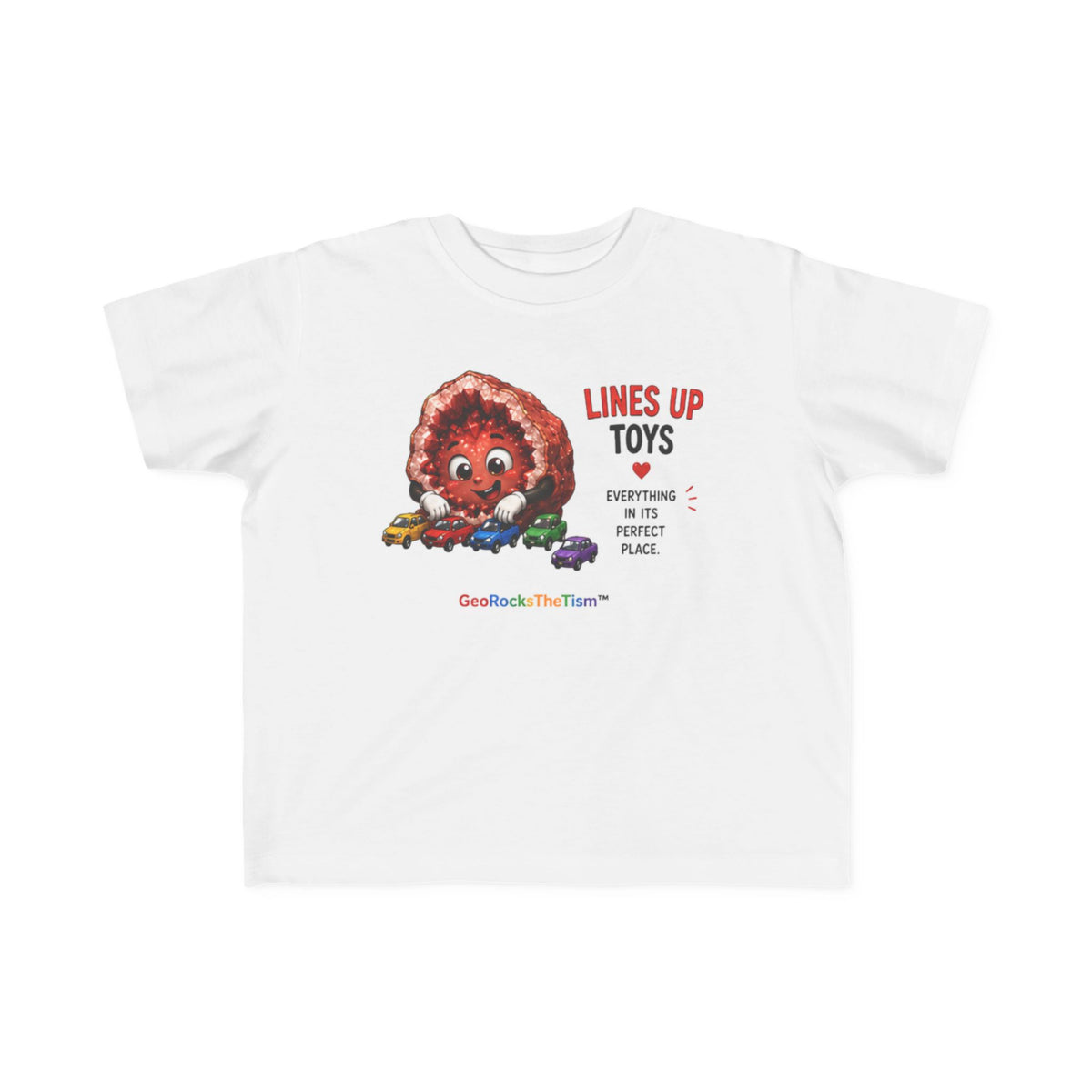 "Lines Up Toys" Stimming Geode Autism Self Sensory Regulation Toddler Tee - Geo Rocks The 'Tism