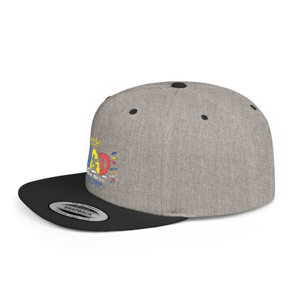 Dad Crown Flat Bill Snapback Hat – Colorful 'Dad' Graffiti Embroidered Cap for Father's Day - Geo Rocks The 'Tism