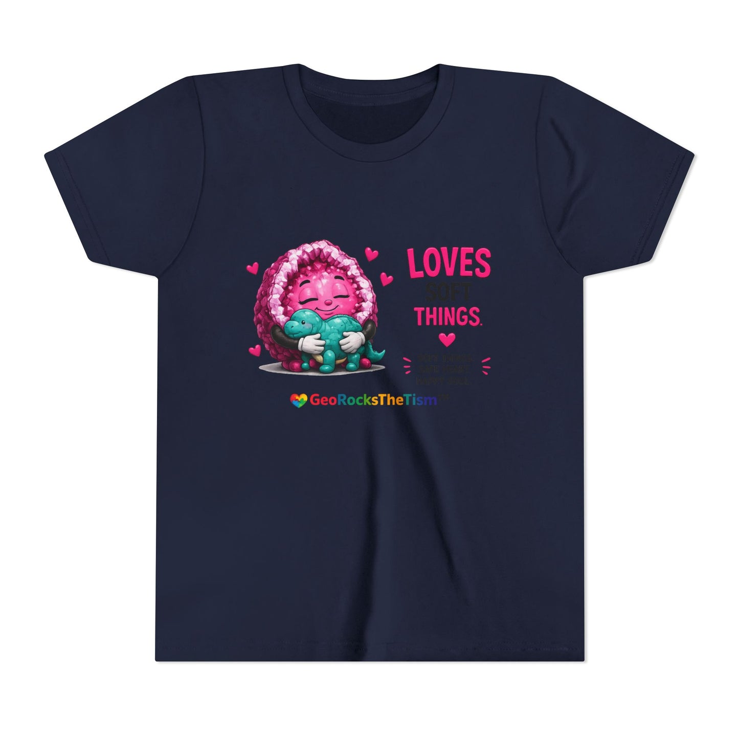 “Loves Soft Things” Stimming Geode -Autism Self Sensory Regulation Youth Tee