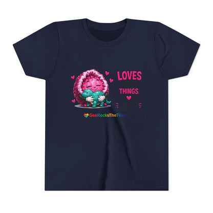 “Loves Soft Things” Stimming Geode -Autism Self Sensory Regulation Youth Tee