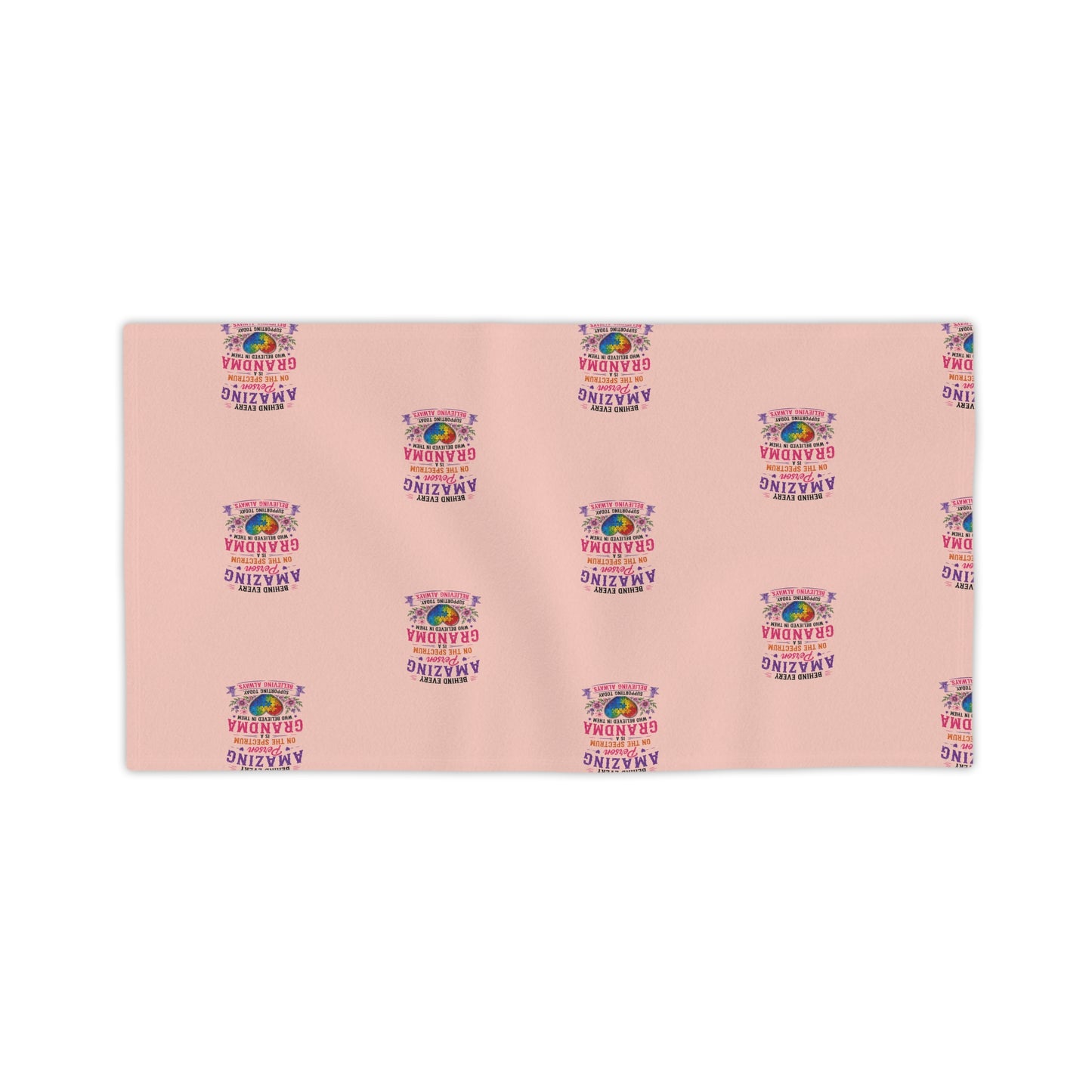 Beach Towel — Pink "Amazing Grandma" Patterned Tropical Sunset Design