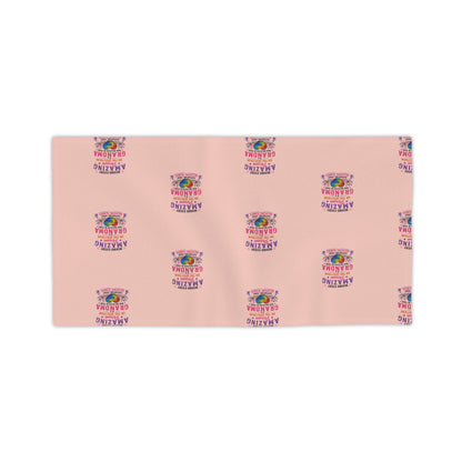 Beach Towel — Pink "Amazing Grandma" Patterned Tropical Sunset Design
