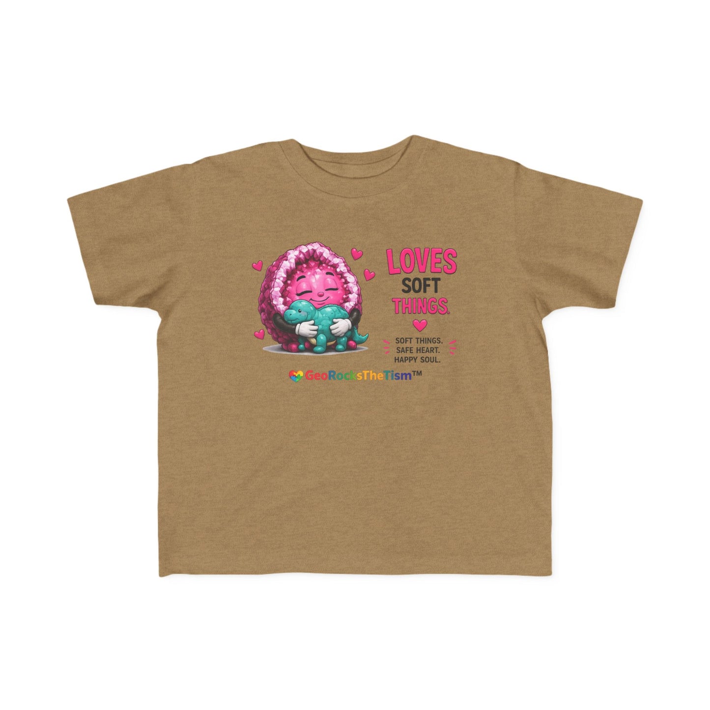 “Loves Soft Things” Stimming Geode Autism Self Sensory Regulation Toddler Tee