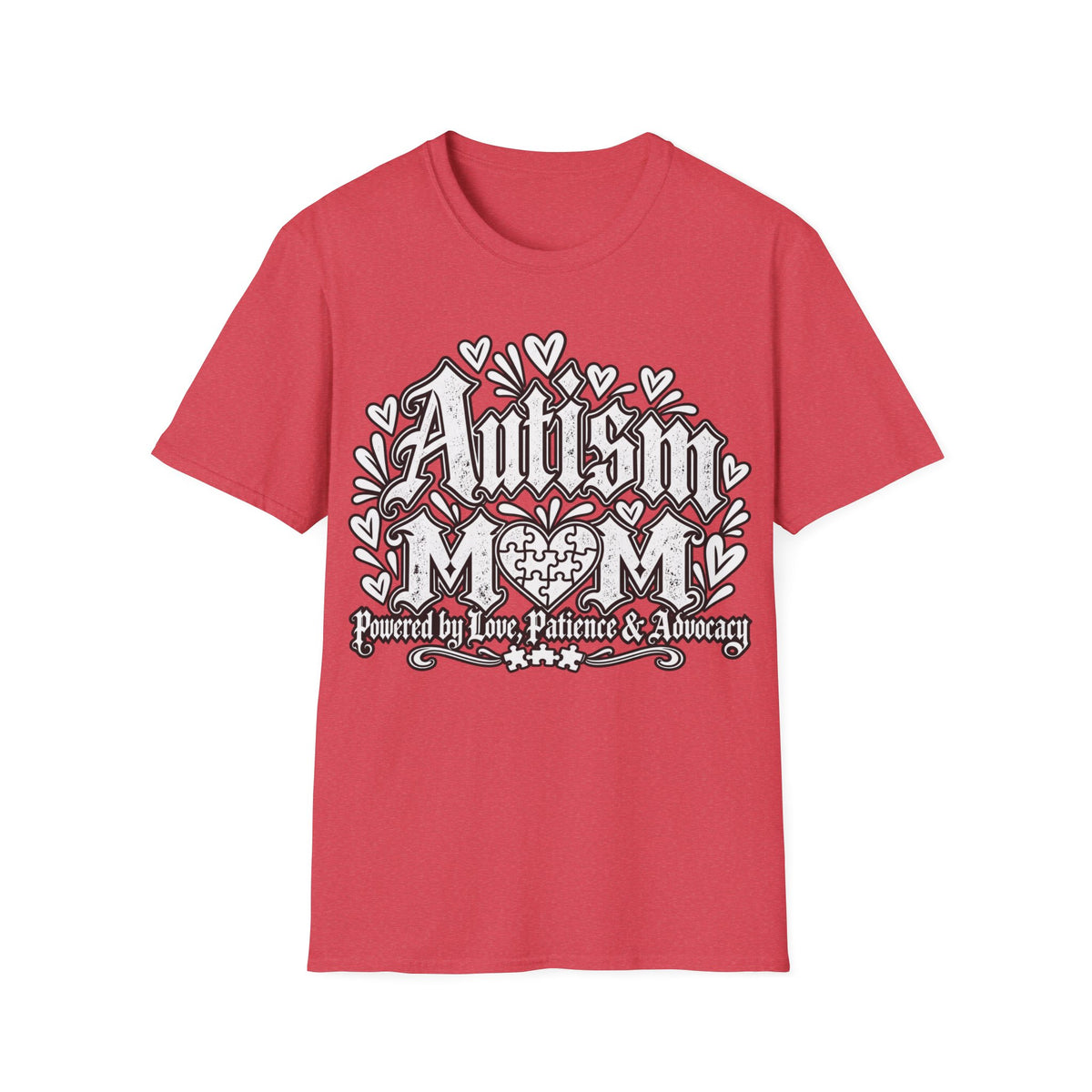 Autism Mom T-Shirt "Powered by Love, Patience & Advocacy"