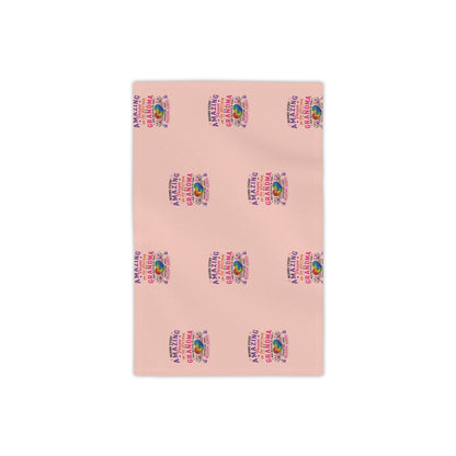 Beach Towel — Pink "Amazing Grandma" Patterned Tropical Sunset Design