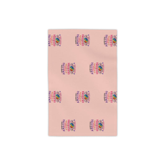 Beach Towel — Pink "Amazing Grandma" Patterned Tropical Sunset Design