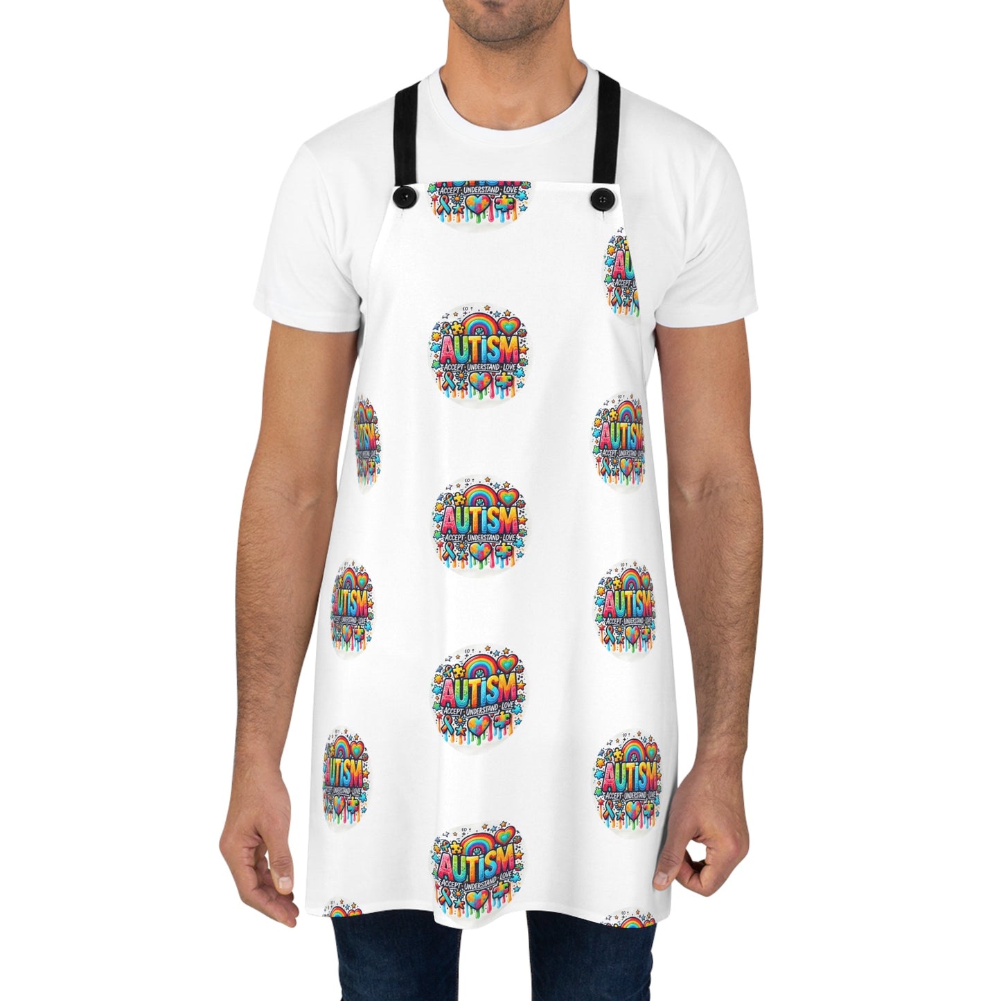 Autism Awareness Apron — Colorful Puzzle Heart Design - Geo Rocks The 'Tism