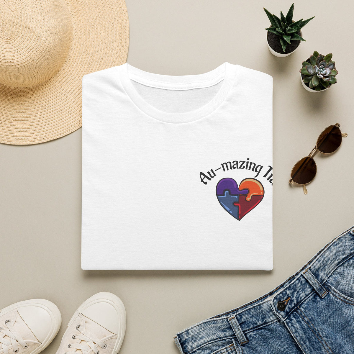 Autism Awareness Heart T-Shirt — "Au-mazing" Puzzle Piece Tee - Geo Rocks The 'Tism