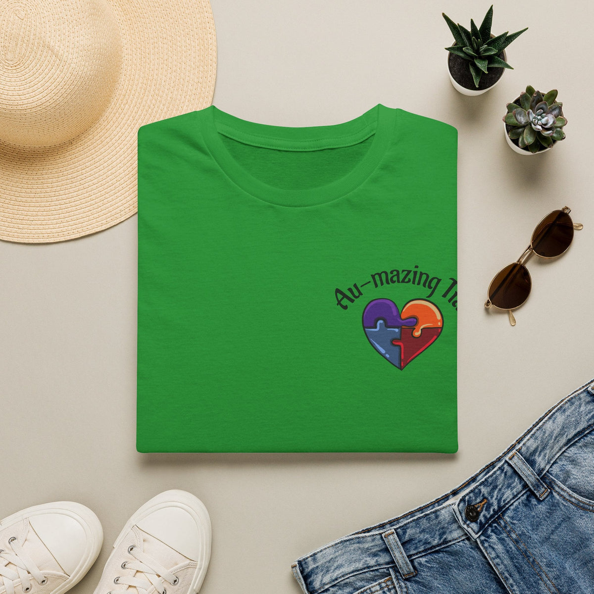 Autism Awareness Heart T-Shirt — "Au-mazing" Puzzle Piece Tee - Geo Rocks The 'Tism