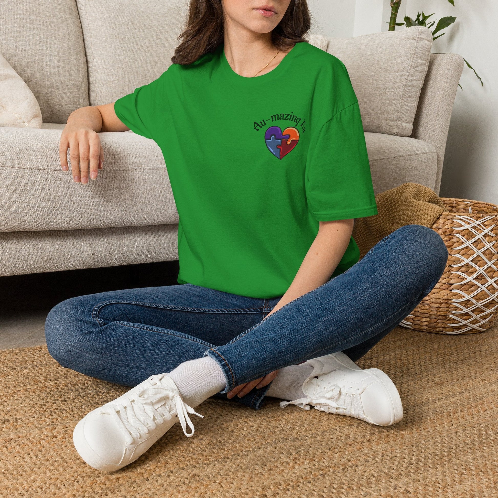Autism Awareness Heart T-Shirt — "Au-mazing" Puzzle Piece Tee - Geo Rocks The 'Tism