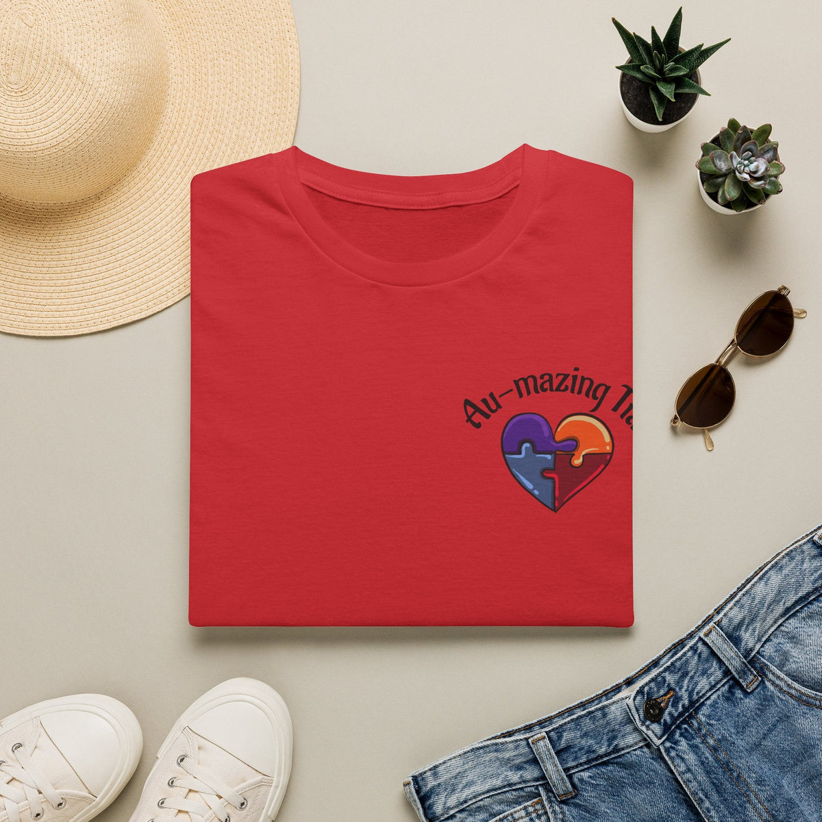 Autism Awareness Heart T-Shirt — "Au-mazing" Puzzle Piece Tee - Geo Rocks The 'Tism