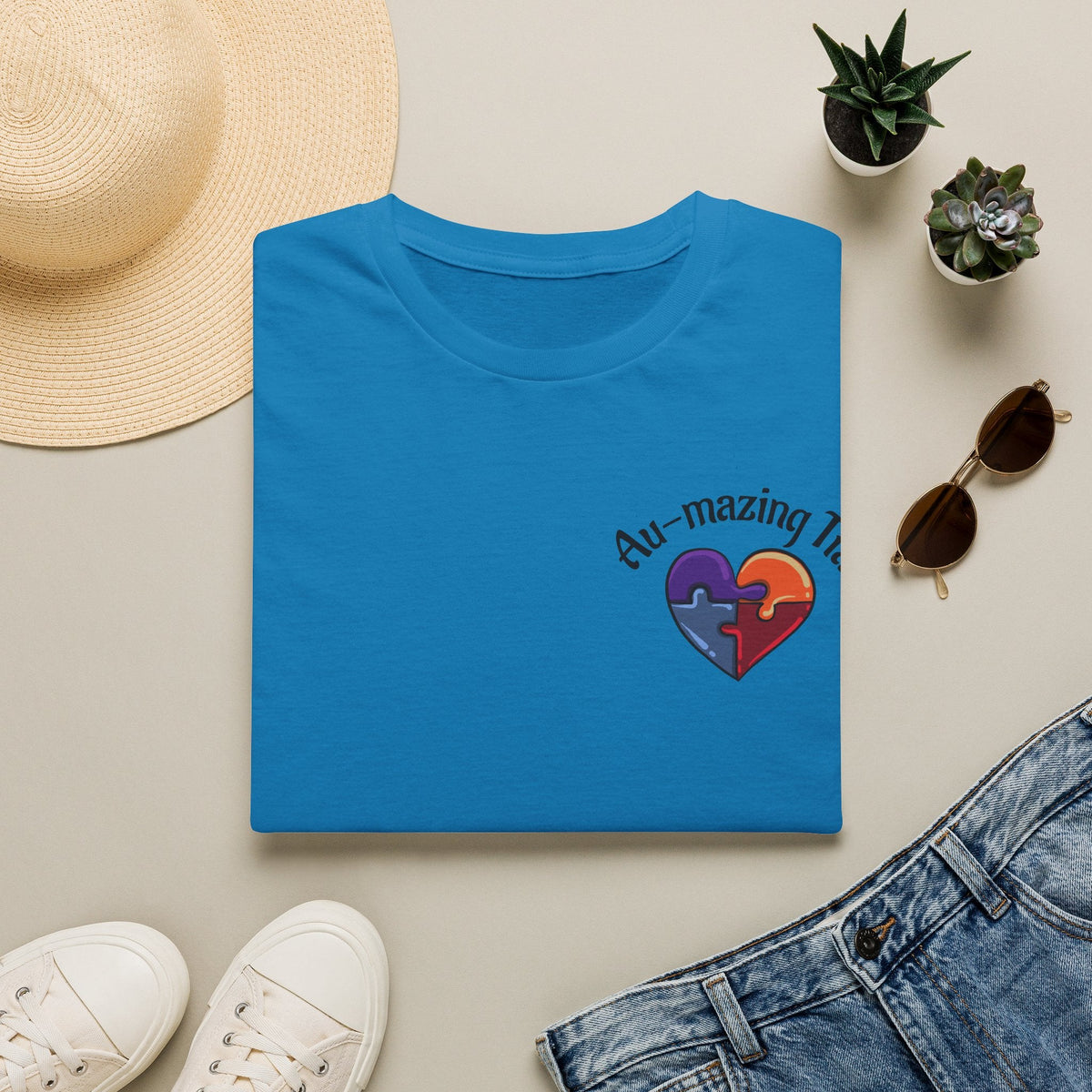 Autism Awareness Heart T-Shirt — "Au-mazing" Puzzle Piece Tee - Geo Rocks The 'Tism