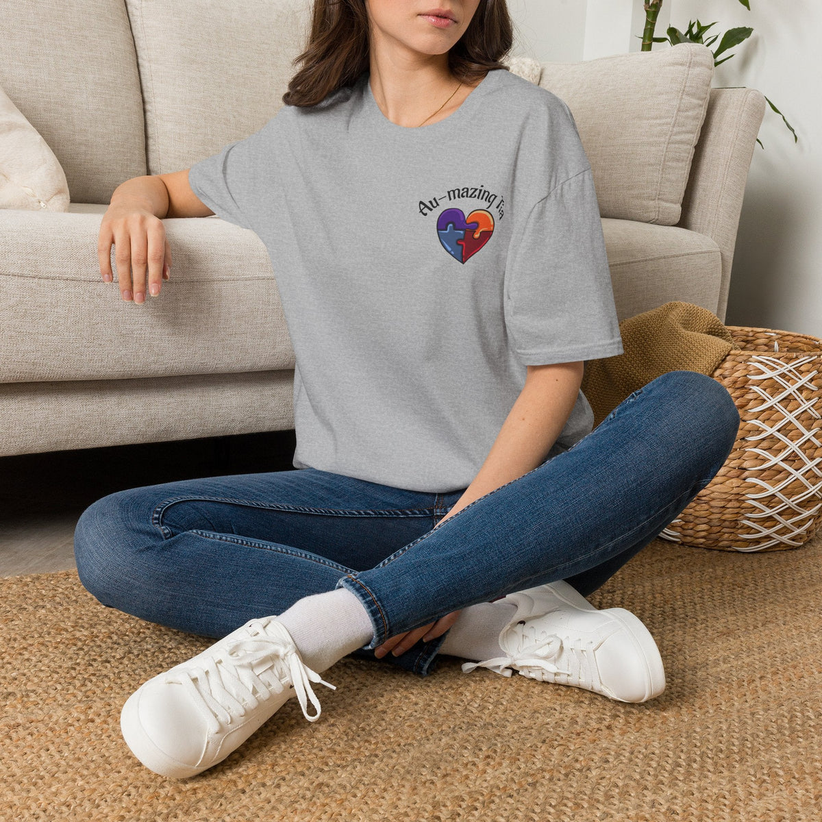Autism Awareness Heart T-Shirt — "Au-mazing" Puzzle Piece Tee - Geo Rocks The 'Tism