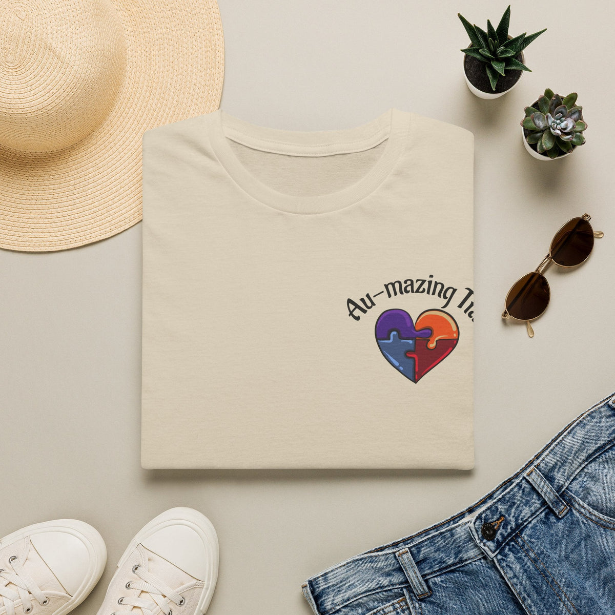 Autism Awareness Heart T-Shirt — "Au-mazing" Puzzle Piece Tee - Geo Rocks The 'Tism