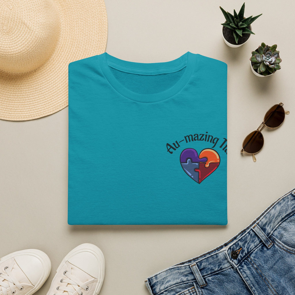 Autism Awareness Heart T-Shirt — "Au-mazing" Puzzle Piece Tee - Geo Rocks The 'Tism