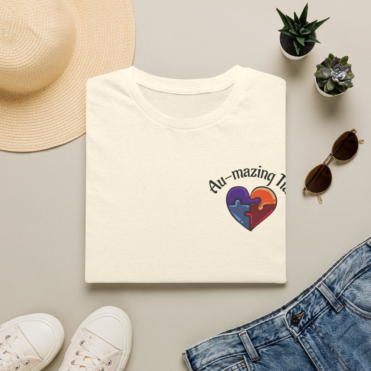 Autism Awareness Heart T-Shirt — "Au-mazing" Puzzle Piece Tee - Geo Rocks The 'Tism
