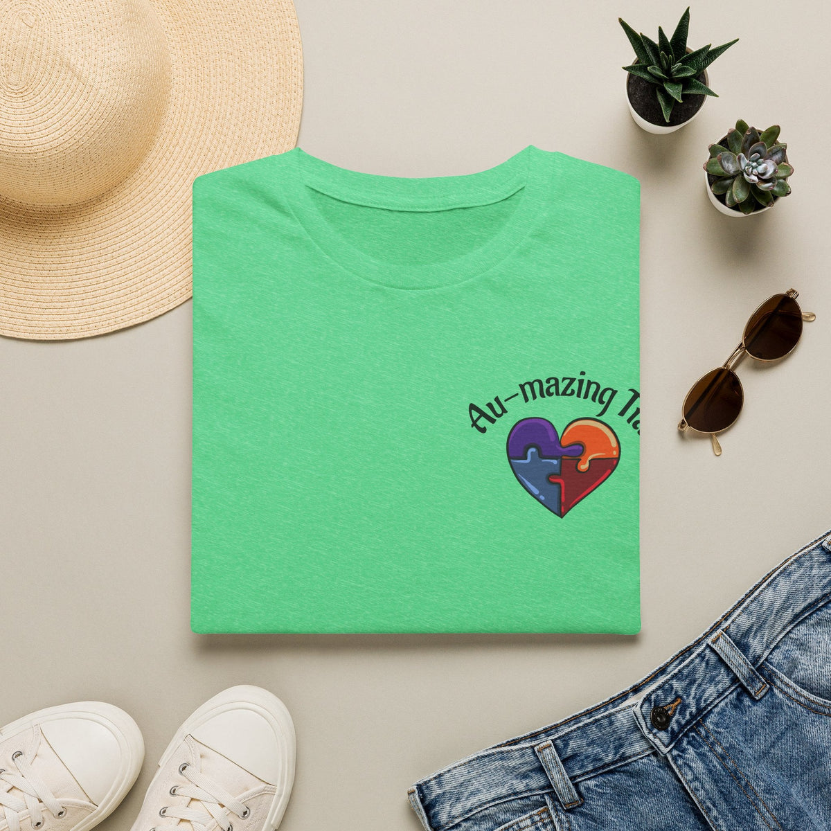 Autism Awareness Heart T-Shirt — "Au-mazing" Puzzle Piece Tee - Geo Rocks The 'Tism