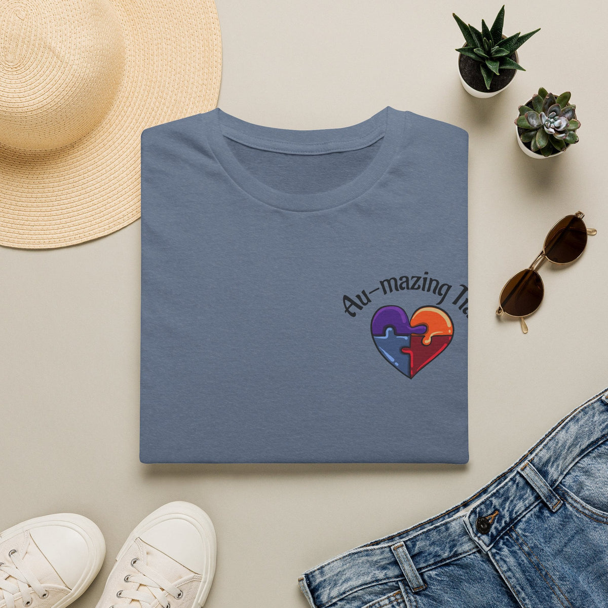 Autism Awareness Heart T-Shirt — "Au-mazing" Puzzle Piece Tee - Geo Rocks The 'Tism
