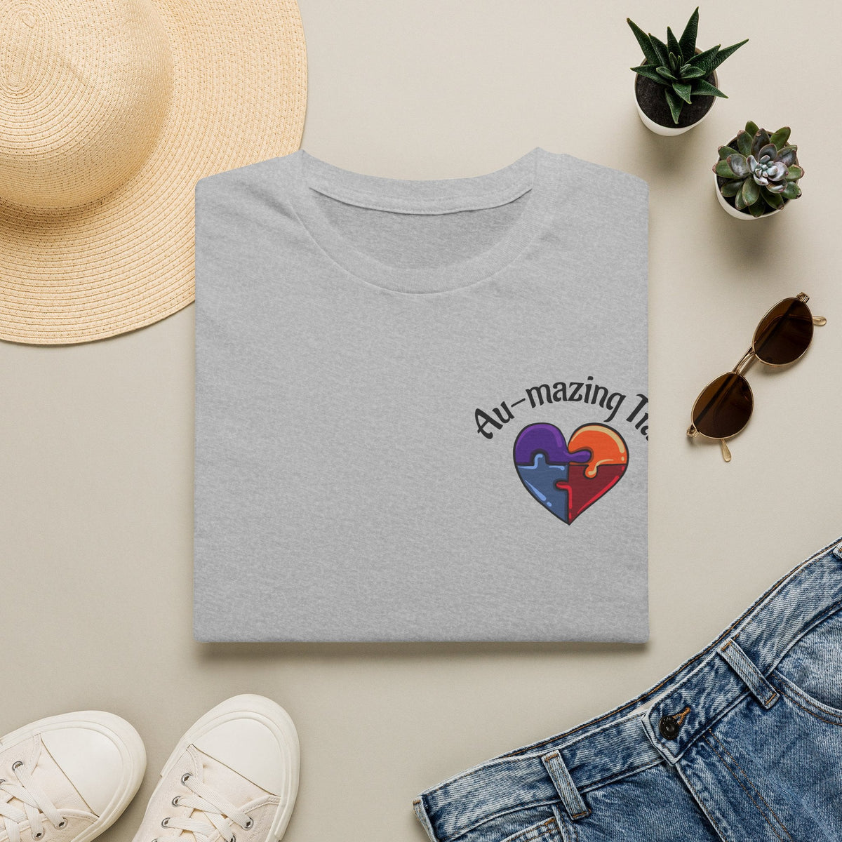 Autism Awareness Heart T-Shirt — "Au-mazing" Puzzle Piece Tee - Geo Rocks The 'Tism